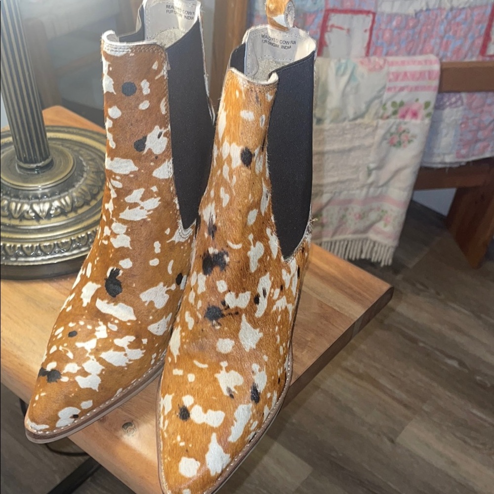 Diba Tan and Black Heeled Boots